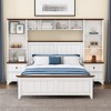 VYNXARIA Solid Pine Wood Platform Bed with Nightstands and Storage Shelf - White & Walnut - 2 of 4