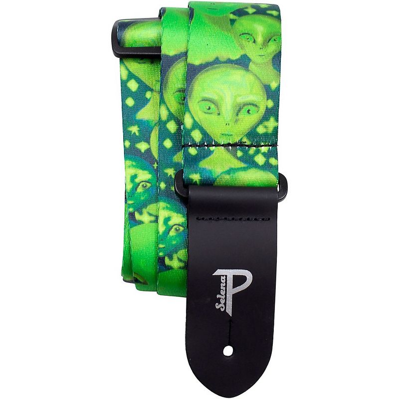 Perri's Polyester Guitar Strap - Green Aliens, 2in Wide, 1 of 2