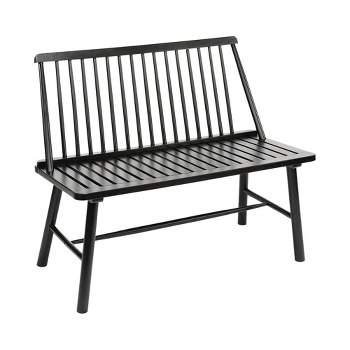 Jack Post 4 Feet Durable Classic Indonesian Hardwood Farmhouse Bench Accommodate Up To 2 People for Patio, Backyard, Garden and Porch, Black
