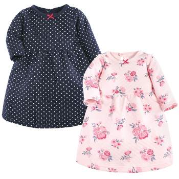 Hudson Baby Infant Girl Cotton Dresses, Pink and Navy Floral