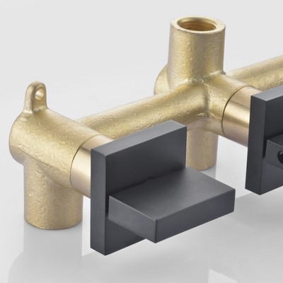 Matte Black Wall Mount Waterfall Tub Filler Faucet with Hand Shower