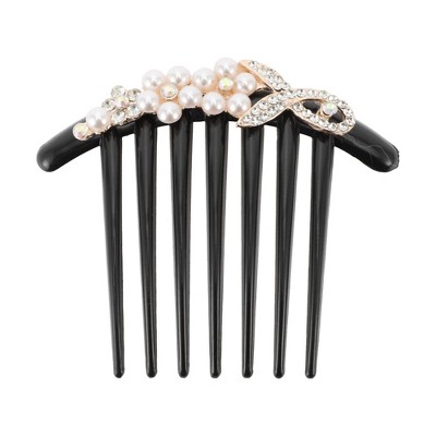 Unique Bargains Women's Portable Flowers Hair Insert Comb Black 1 Pc