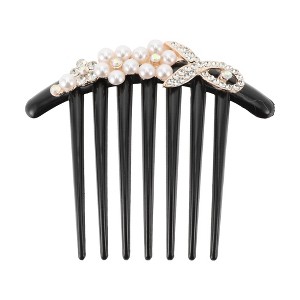 Unique Bargains Women's Portable Flowers Hair Insert Comb Black 1 Pc - 1 of 3