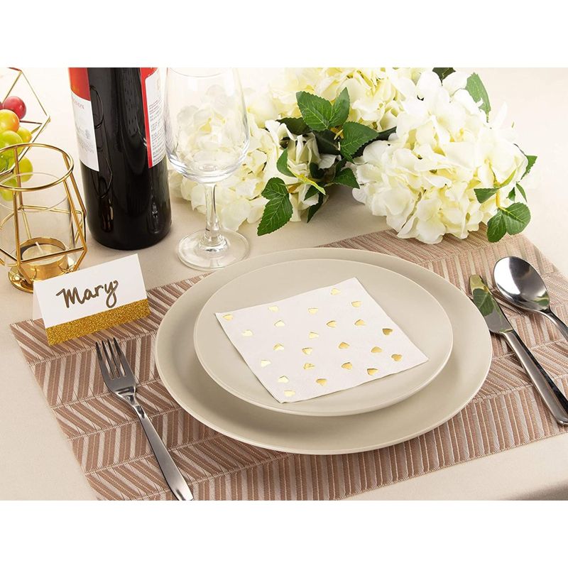 Juvale 50 Pack Gold Heart Cocktail Disposable Paper Napkins Party Supplies, 5 x 5 Inches, 3 of 8