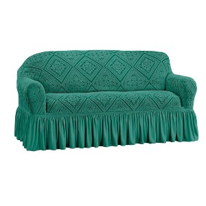 Collections Etc Ruffled Stretch Furniture Cover - 1 of 3