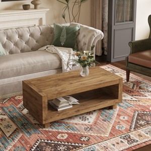 47.2" Rectangular Coffee Table with Storage Shelf,Modern MDF Mid-Century Minimalist Center Table for Living Room-Baofuwish - 1 of 4