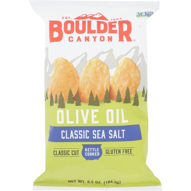 Boulder Canyon Olive Oil Sea Salt Kettle Cooked Potato Chips - 78oz/12pk, 1 of 3