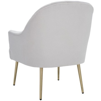 Elegance Art Deco Light Grey Velvet Accent Chair with Gold Metal Legs