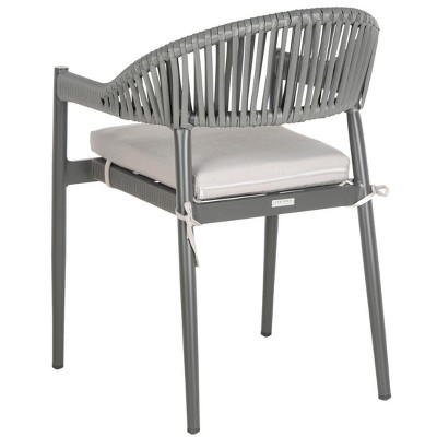 Greer Gray Aluminum Rope Dining Chair with Cushions