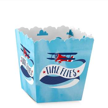 Big Dot of Happiness Taking Flight - Airplane - Party Mini Favor Boxes - Vintage Plane Baby Shower or Birthday Party Treat Candy Boxes - Set of 12