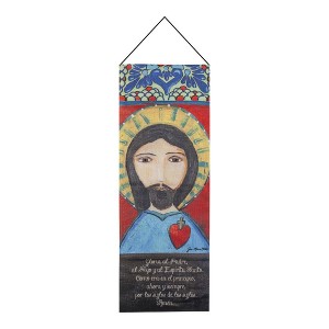 Polyester Religious Wall Art 13x36 Inch – Sacred Heart Spanish Version by Manual Woodworkers and Weavers - 1 of 3