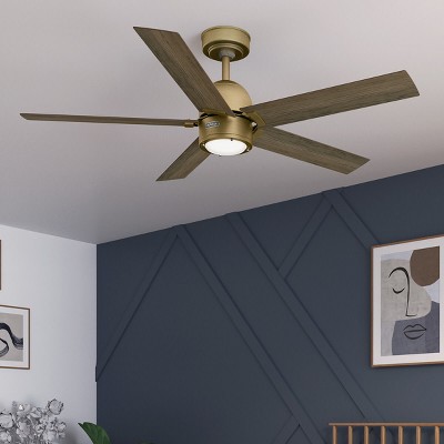 Hunter 52" Gold and Gray Wood Ceiling Fan with Light and Remote