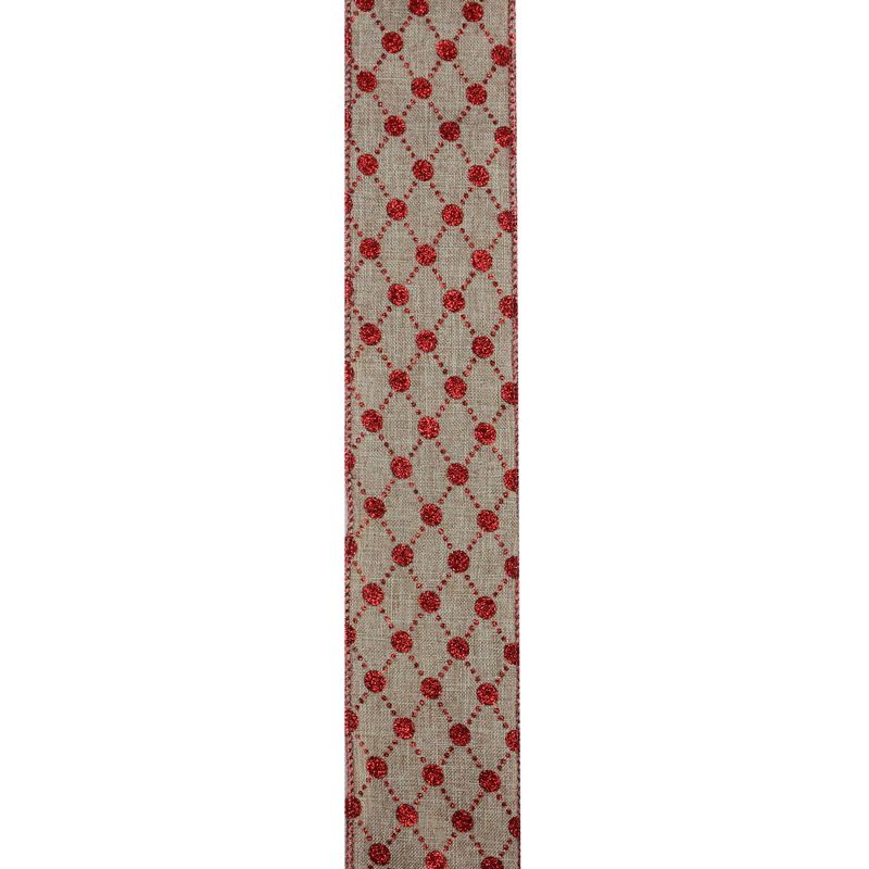 Northlight Red and White Diamond Wired Christmas Craft Ribbon 2.5" x 10 Yards, 2 of 4