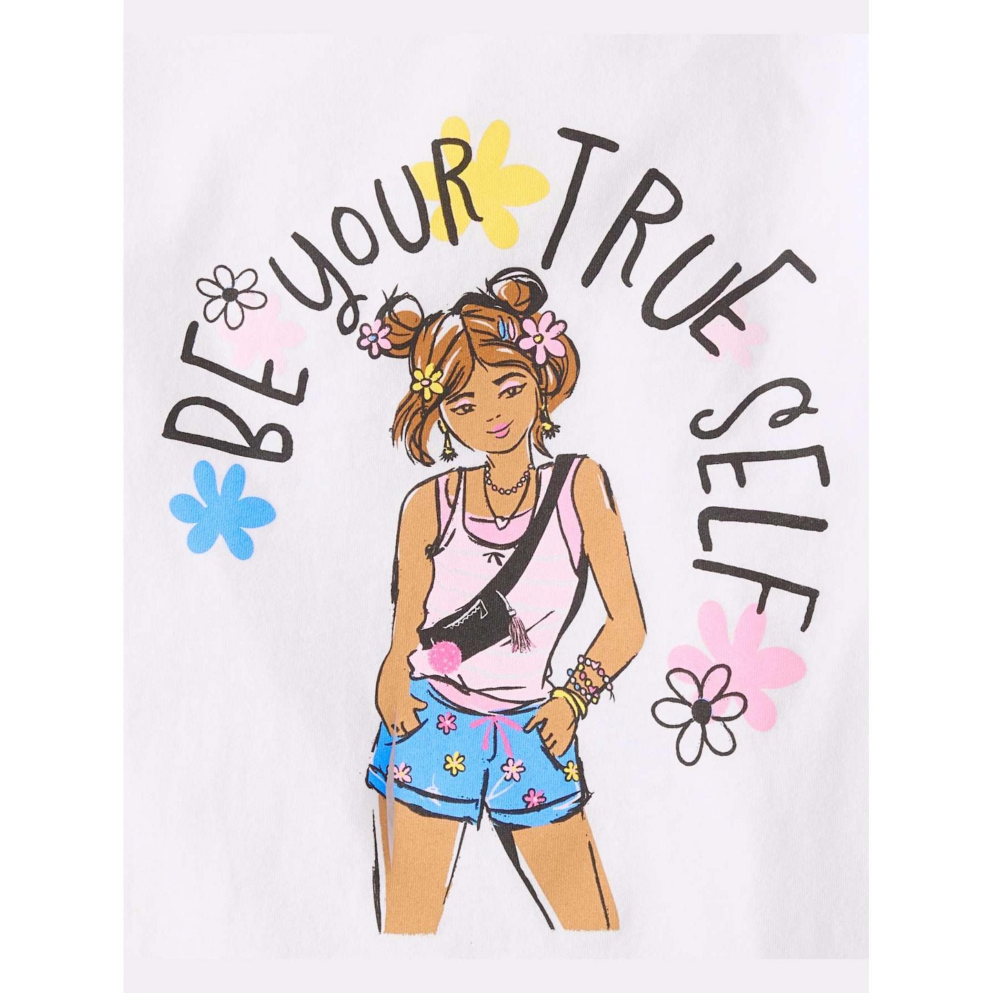 Футболка The Children's Place Short Sleeve Positive Words Graphic Tee White M (7/8) для девочек, цвет: Белый — фото 2