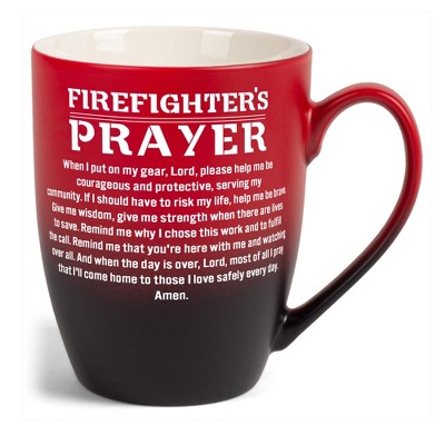 Elanze Designs First Responder Appreciation Coffee Cup Mug 12 Ounce Ceramic With Ombre Gradient Firefighter's Prayer Red and Black