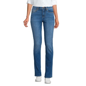 Lands' End Women's Recover Mid Rise Straight Leg Blue Jeans - 1 of 4