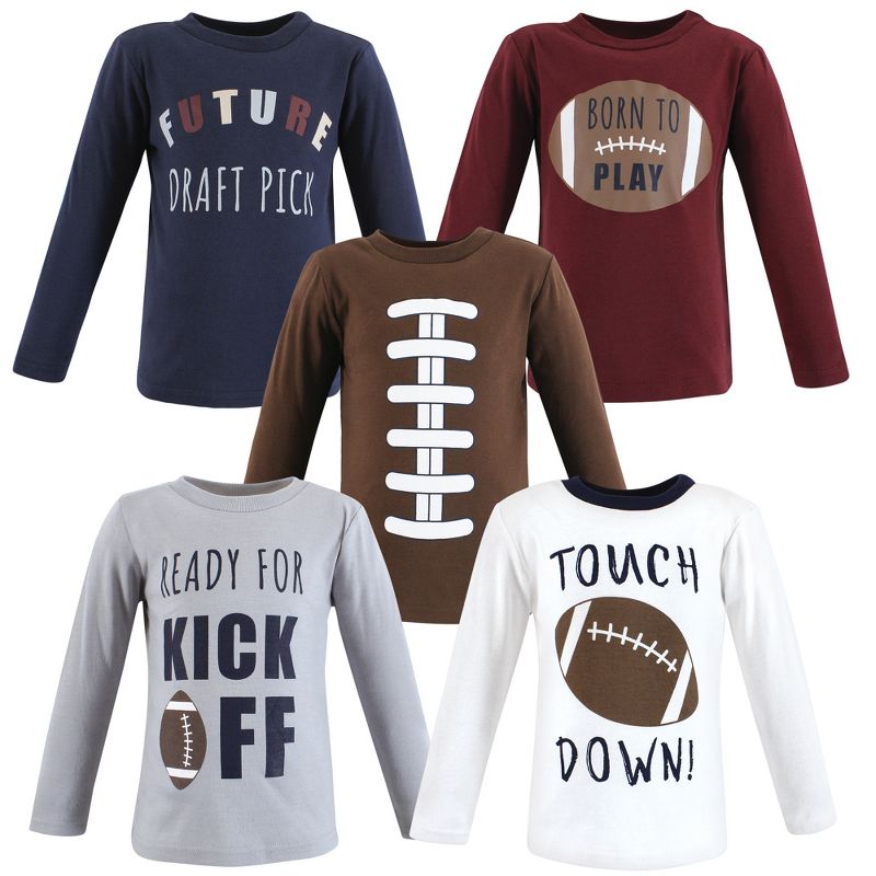 Hudson Baby Infant and Toddler Boy Long Sleeve T-Shirts, Football, 1 of 8