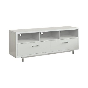 60" MDF Modern TV Console with 2 Drawers, 3 Open Compartments and Chrome Legs for Living Room and Bedroom - 1 of 4
