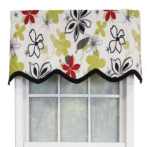 RLF Home Aria Ruffled Window Treatment Provance Premium Quality Valance 3" Rod Pocket 50" x 17" Multi/Ivory - 1 of 3