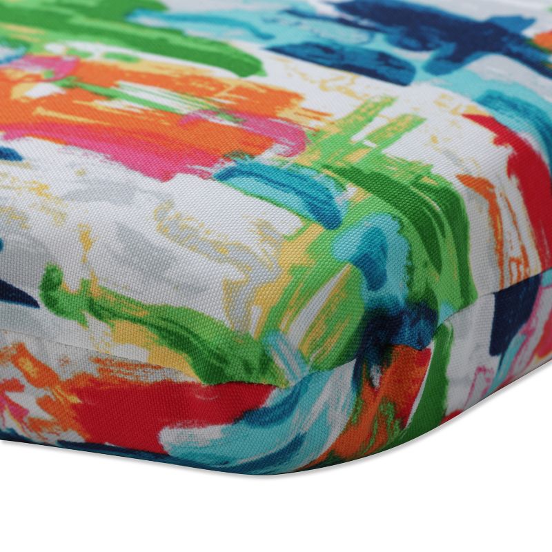 18.5&#34; x 15.5&#34; Outdoor/Indoor Rounded Chair Pad Abstract Reflections Multi Blue - Pillow Perfect, 3 of 7