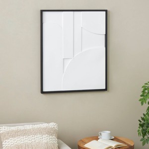 Olivia & May 31"x26" Wood Geometric Dimensional Curved Art Deco Wall Decor with Black Frames White: Fir Craftsmanship, Modern Style - 1 of 4