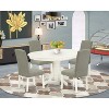 HomeStock 5-Pc Oval Linen White Finish Solid Wood Top Dining Table with 4 Parson Chair with Butterfly Leaf - 2 of 4