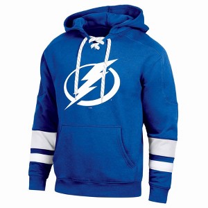 NHL Tampa Bay Lightning Men's Long Sleeve Hooded Sweatshirt with Lace - 1 of 3