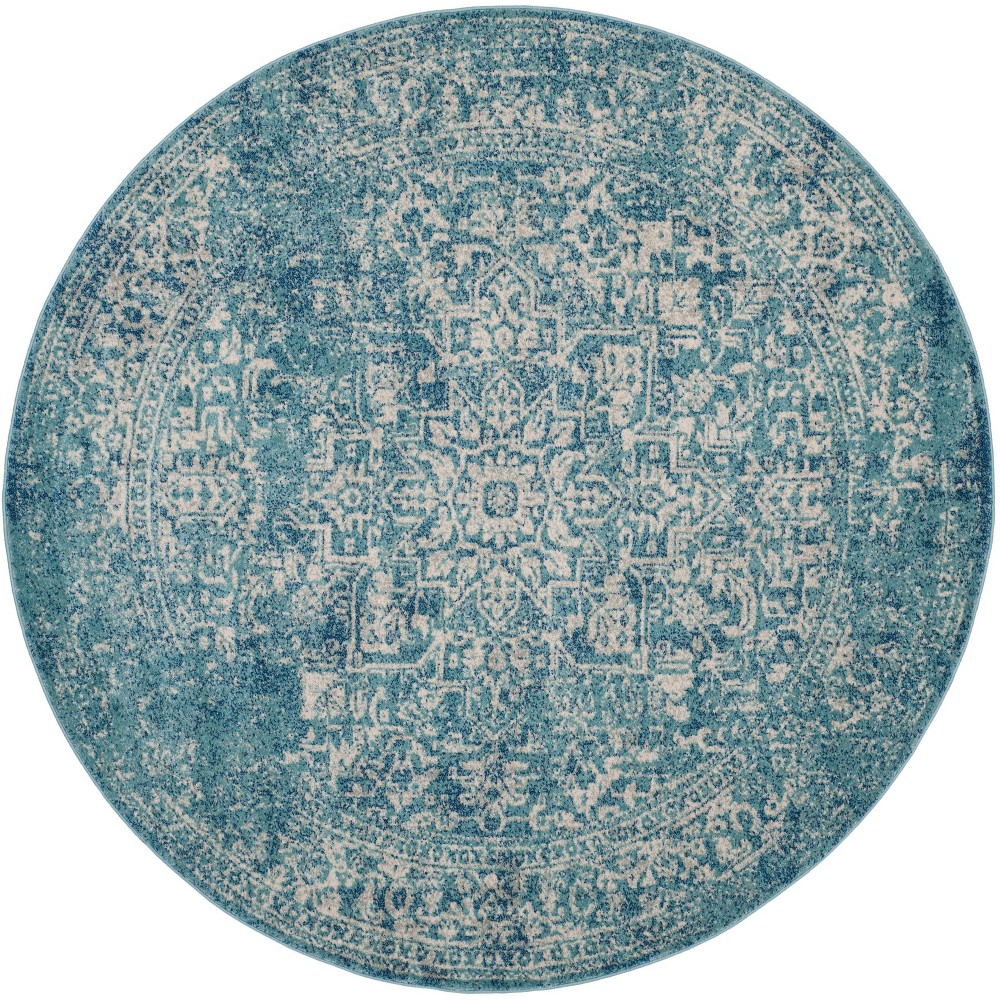 5'1inX5'1in Loomed Medallion Round Area Rug Blue - Safavieh