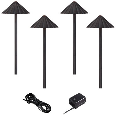 Super Duty Davenport Bronze LED Scalloped Path Light Landscape Kit