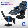 Costway Massage Gaming Recliner Height Adjustable Racing Swivel Chair with Cup Holder Blue/Black/Red/Grey/Pink - 3 of 4