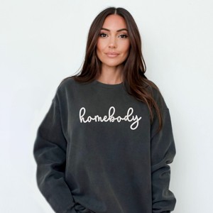 Simply Sage Market Embroidered Homebody Cursive Garment Dyed Sweatshirt - 1 of 4