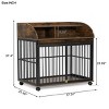 Wooden Dog Crate Furniture with Lockable Wheels Large Dog Kennel End Table with Double Layer Storage for Medium to Large Dogs- LAOTIES - 3 of 4