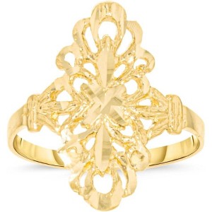 10k Yellow Gold 22.7mm Wavey Stripes Openwork Filigree Ring - 1 of 4