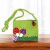 Slickblue Handmade Moss-Green Bag - 5.9"x7.8" with Mushroom Scene, Flower, and Ladybugs, Zipper Closure and 44" Strap - 3 of 3