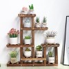 UNHO 4 Tiers Retro Mini Corner Ladder Plant Stand Garden Balcony Bonsai Rack Shelf Wooden Planter Shelf for Small Flower Pots Botanical - 2 of 4
