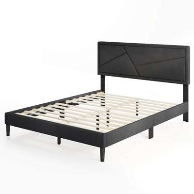 Safstar Queen Size Bed Frame w/ High Headboard & Wooden Slats No Box Spring Needed