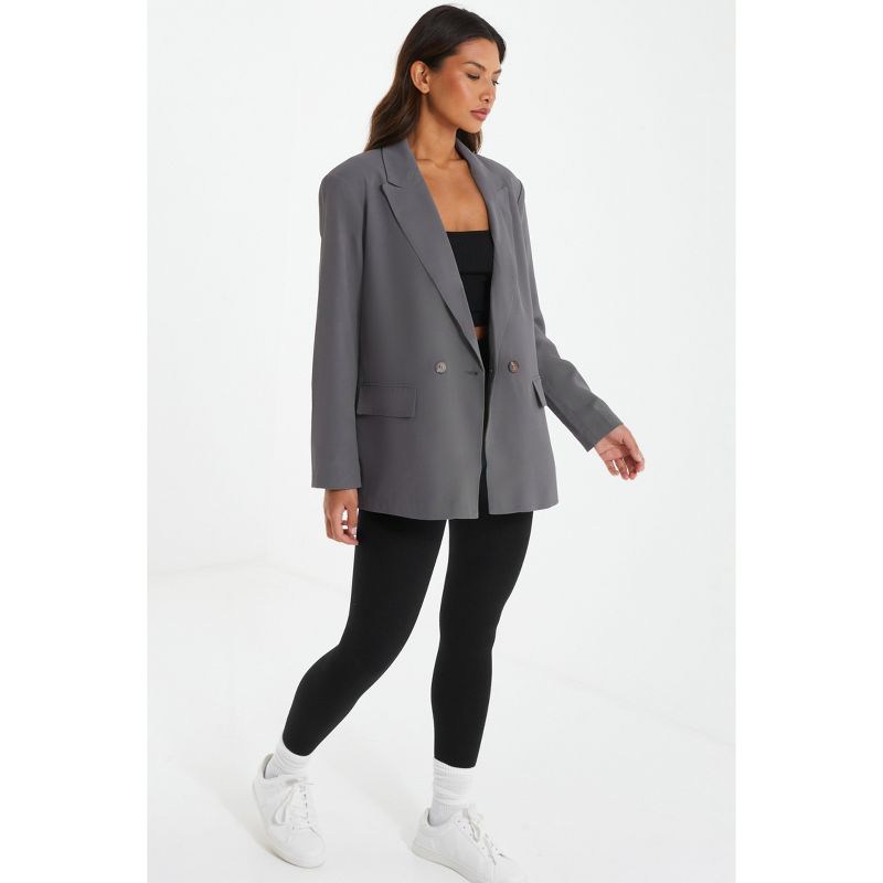 QUIZ Women's Woven Oversized Double-Breasted Tailored Blazer, 3 of 5