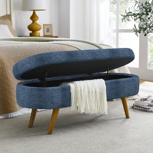 CAVINAS 43.5" Storage Ottoman Bench with Rubberwood Legs,Multi-Functional Ottoman with Storage,Storage Bench for Living Room,Bedroom - 1 of 4