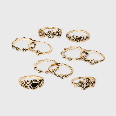 Gold Ox and Stones Multi Ring Set - Wild Fable™ Gold