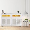 Modern Sideboard with Rattan Doors & Power Outlet - 2 Drawers, LED Lighting, Adjustable Shelves - For Dining Room & Living Room - 3 of 4