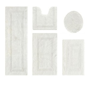 Lux Premium 100% Cotton Tufted Solid Reversible 5 Piece Bath Rug Set – Ultra-Soft, Water-Absorbent, Durable, Machine Washable Bathroom Rug - 1 of 4
