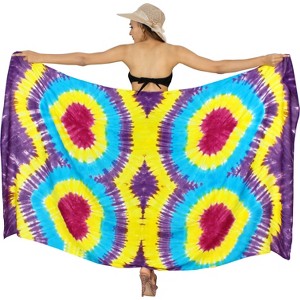 LA LEELA Women's Beach Wrap Bikini Swimwear Cover up Bathing suit Summer Wraps Swimsuit Sarong Skirts for Women One Size Purple, Tie Dye Design - 1 of 4
