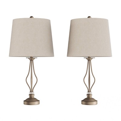 Set of 2 Modern Curved Openwork Lamps