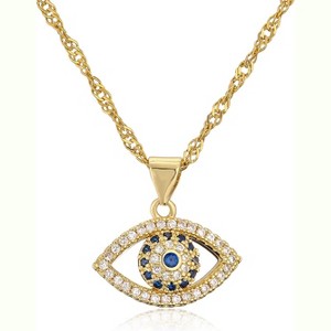 18K Gold Plated Evil Eye Necklace – Water Ripple Chain with CZ Pendant (Women’s Jewelry Gift) - 1 of 4