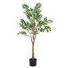 SEVOBAL Artificial Plants 51" Ficus Tree Pre-Potted Faux Greenery with Glossy Leaves for Home Office Decor, Green, 31"*31"*51" - 3 of 4