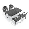 5-Piece Cast Aluminum Outdoor Dining Set: Rectangle Table, Stackable Chairs & Blue Cushions - All-Weather Patio Furniture for Your Backyard - 3 of 4
