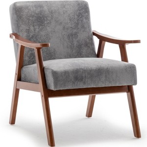 FONTOI Accent Chair with Wood Frame, Accent Chair with Extra-Thick Backrest, Wingback Chair for Bedroom Living Room, Gray, 31.1"*32.3"*26" - 1 of 4