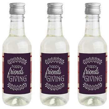 Big Dot of Happiness Friends Thanksgiving Feast - Mini Wine & Champagne Bottle Label Stickers - Friendsgiving Party Favor Gift for Women & Men - 16 Ct