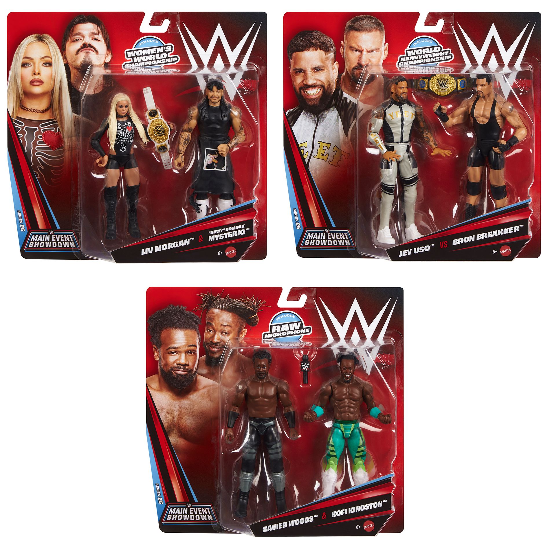 WWE Main Event 2-Packs 25 Complete Set of 3 Action Figures