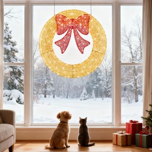 ChicFurnit Wreaths 48in Christmas Wreath Decoration Festive Bow Ornament for Home Door and Holiday Wall Display, Gold, 47.24"*3.94"*47.24" - 1 of 4